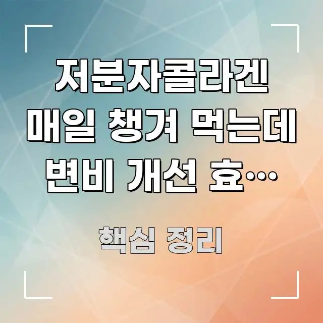 저분자콜라겐 매일 챙겨 먹는데 변비 개선 효과 진짜 빠르게 이해할 수 있는 핵심 키워드 시각화 이미지 - 본문 내용과 연관된 이미지