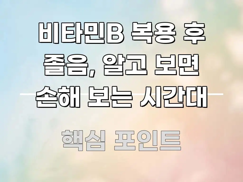 비타민B 복용 후 졸음, 알고 보면 손해 보는 시간대 시선을 사로잡는 핵심 요약 디자인 카드