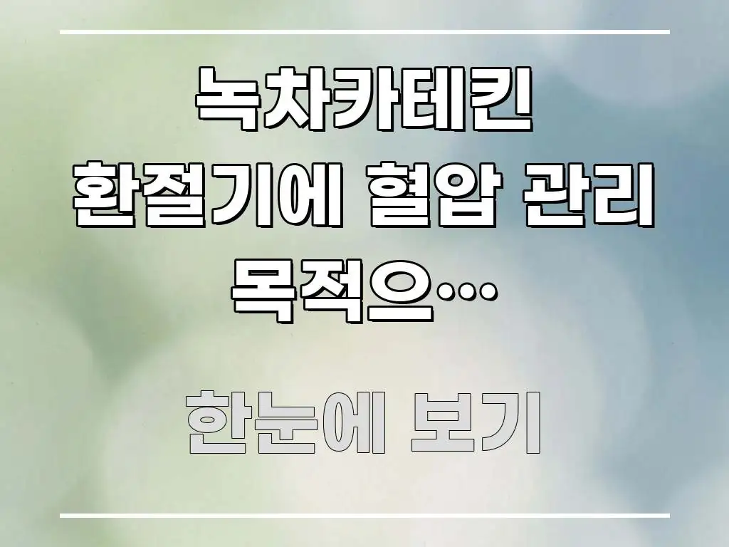 녹차카테킨 환절기에 혈압 관리 목적으로 먹으려는데 지금 핵심 내용을 정리한 깔끔한 인포그래픽 표지 - 글 흐름을 돕는 시각 자료