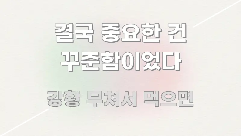결국 중요한 건 꾸준함이었다 핵심 요약 결국 중요한 건 꾸준함이었다 깔끔하게 정리된 핵심 정보 비주얼 - 설명을 돕는 이미지