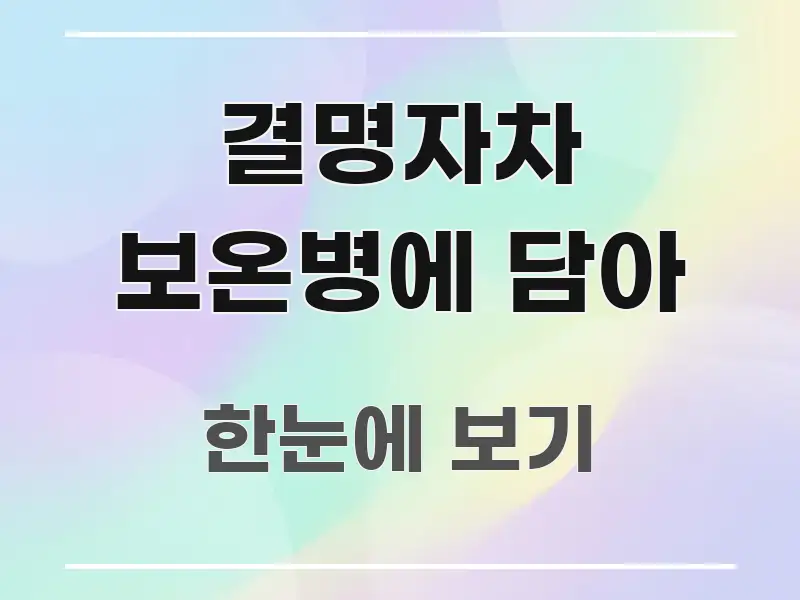 결명자차 보온병에 담아 정보 이미지 결명자차 보온병에 담아 이해하기 쉬운 글 소개 썸네일 이미지 - 글 흐름을 돕는 시각 자료