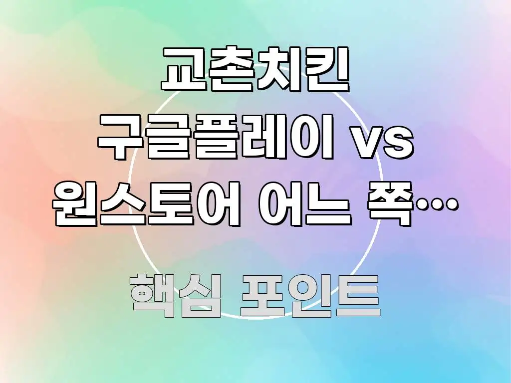 교촌치킨 구글플레이 vs 원스토어 어느 쪽이 나은지 | 깔끔하게 정리된 텍스트형 카드뉴스 표지 이미지
