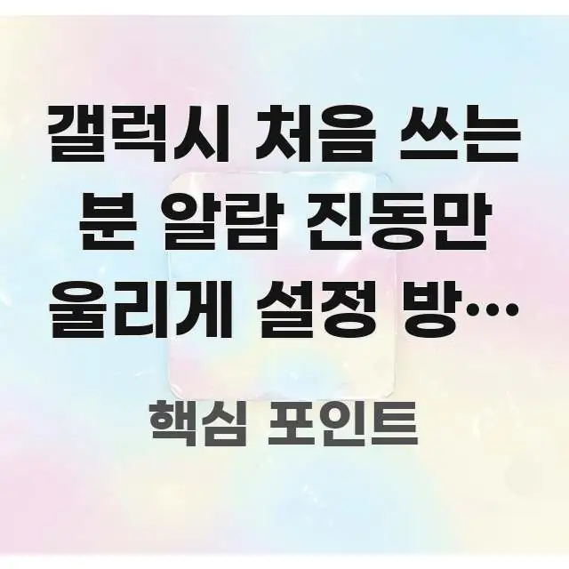 갤럭시 처음 쓰는 분 알람 진동만 울리게 설정 방법 | 한눈에 들어오는 정보 전달형 표지 이미지 - 활용 예시 이미지