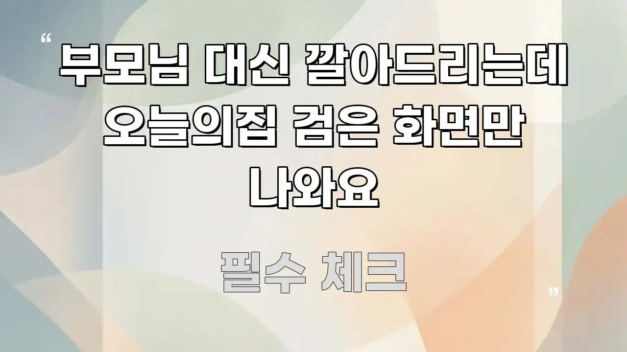 부모님 대신 깔아드리는데 오늘의집 검은 화면만 나와요 구조적으로 정리된 블로그 포스트 커버 이미지 - 독자 이해를 위한 이미지