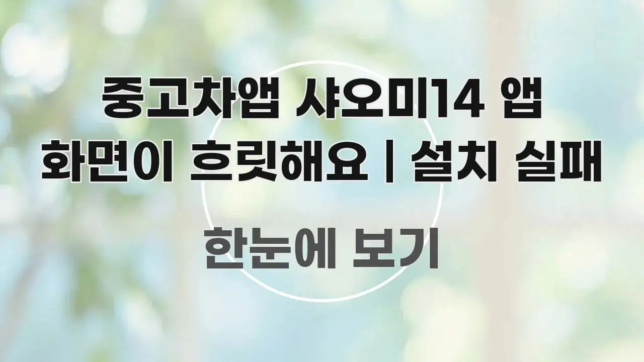 중고차앱 샤오미14 앱 화면이 흐릿해요 | 설치 실패 간결하고 명료한 미니멀 블로그 썸네일 - 가독성을 높이는 이미지
