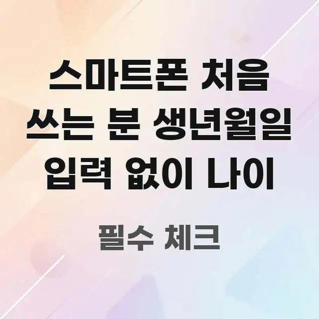 스마트폰 처음 쓰는 분 생년월일 입력 없이 나이 핵심 정보 중심의 핵심 정보 비주얼 - 본문 내용과 연관된 이미지