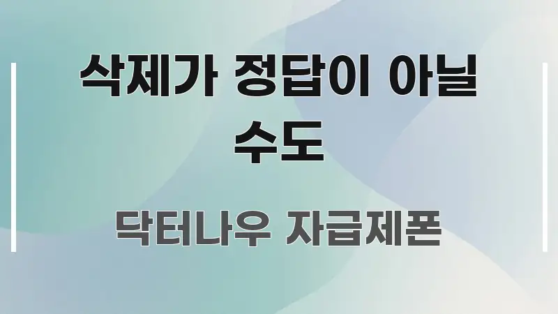 삭제가 정답이 아닐 수도 핵심 요점 중심의 블로그 섹션 구분 이미지 - 내용 요약을 위한 이미지