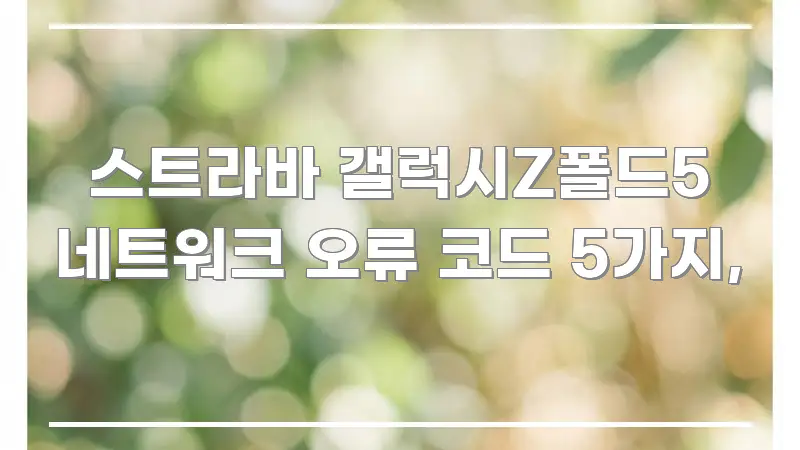 스트라바 갤럭시Z폴드5 네트워크 오류 코드 5가지, 핵심 정보를 압축한 포스트 대표 비주얼 이미지 - 설명을 돕는 이미지