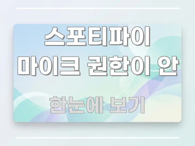 스포티파이 마이크 권한이 안 핵심 정보를 압축한 텍스트 포스터 이미지