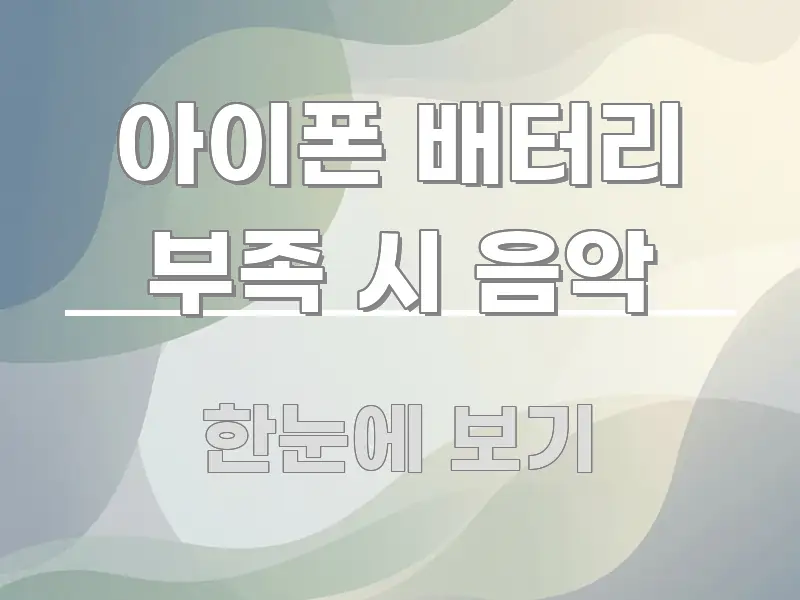 아이폰 배터리 부족 시 음악 꼼꼼하게 정리된 텍스트형 카드뉴스 표지 이미지