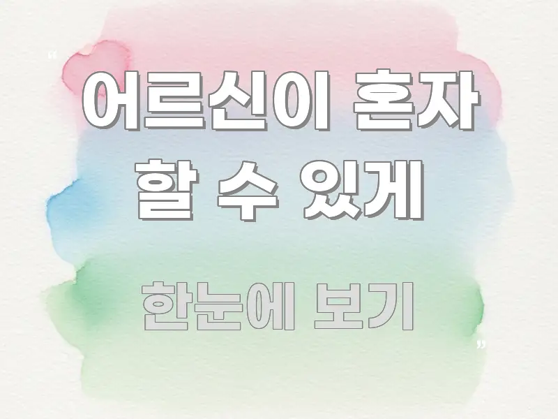 어르신이 혼자 할 수 있게 한 번에 이해되는 정보 요약 인포그래픽 이미지