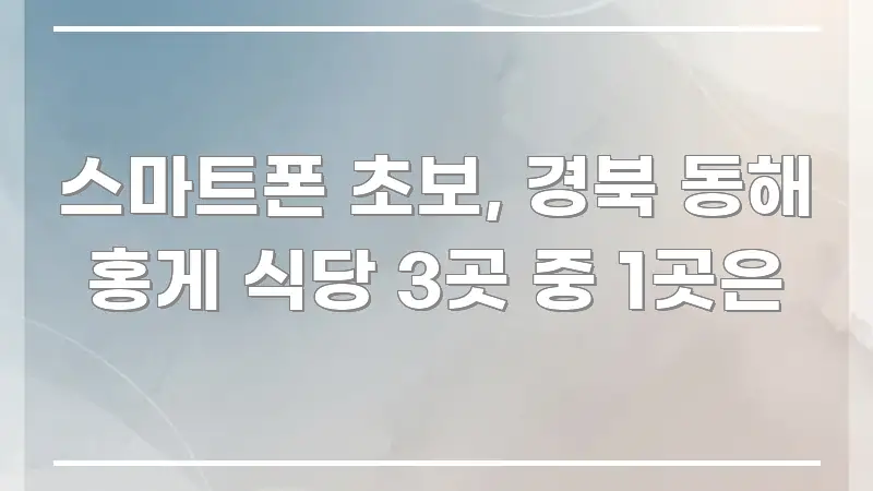 스마트폰 초보, 경북 동해 홍게 식당 3곳 중 1곳은 꼭 필요한 정보만 담은 포스트 대표 비주얼 이미지 - 독자 이해를 위한 이미지