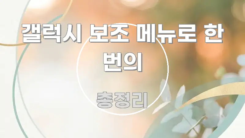갤럭시 보조 메뉴로 한 번의 한 번에 이해되는 가독성 높은 정보 이미지 - 독자 이해를 위한 이미지
