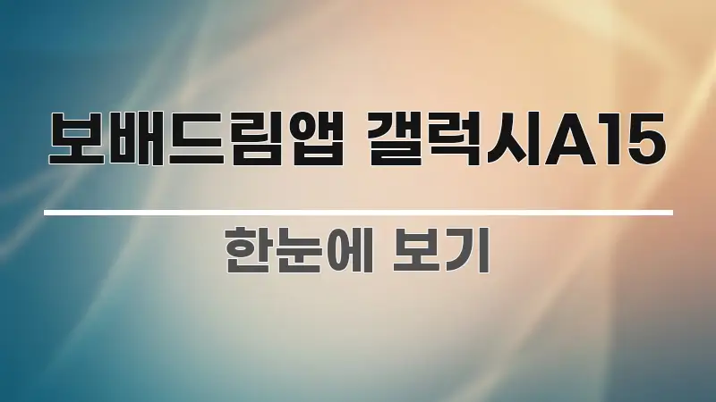 보배드림앱 갤럭시A15 명확하게 정리된 핵심 정보 비주얼 - 글 흐름을 돕는 시각 자료