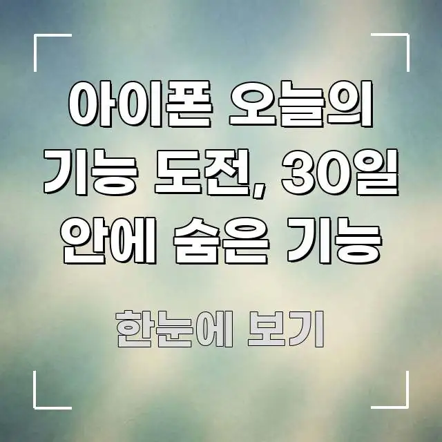아이폰 오늘의 기능 도전, 30일 안에 숨은 기능 시선을 사로잡는 카드뉴스 스타일 이미지