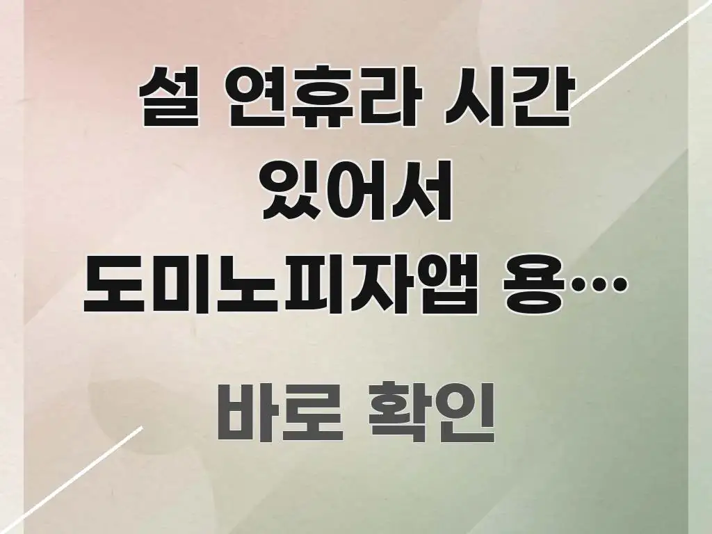설 연휴라 시간 있어서 도미노피자앱 용량 없다고 막혀요 꼼꼼하게 정리된 정보 정리 카드 이미지 - 참고용 이미지