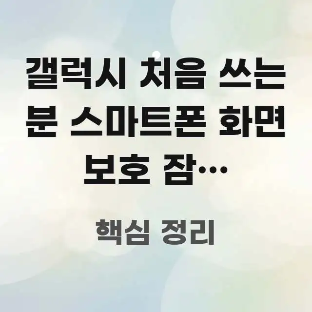 갤럭시 처음 쓰는 분 스마트폰 화면 보호 잠금 비밀번호 한눈에 보기 좋게 요약한 정보 정리 카드 이미지 - 내용 요약을 위한 이미지