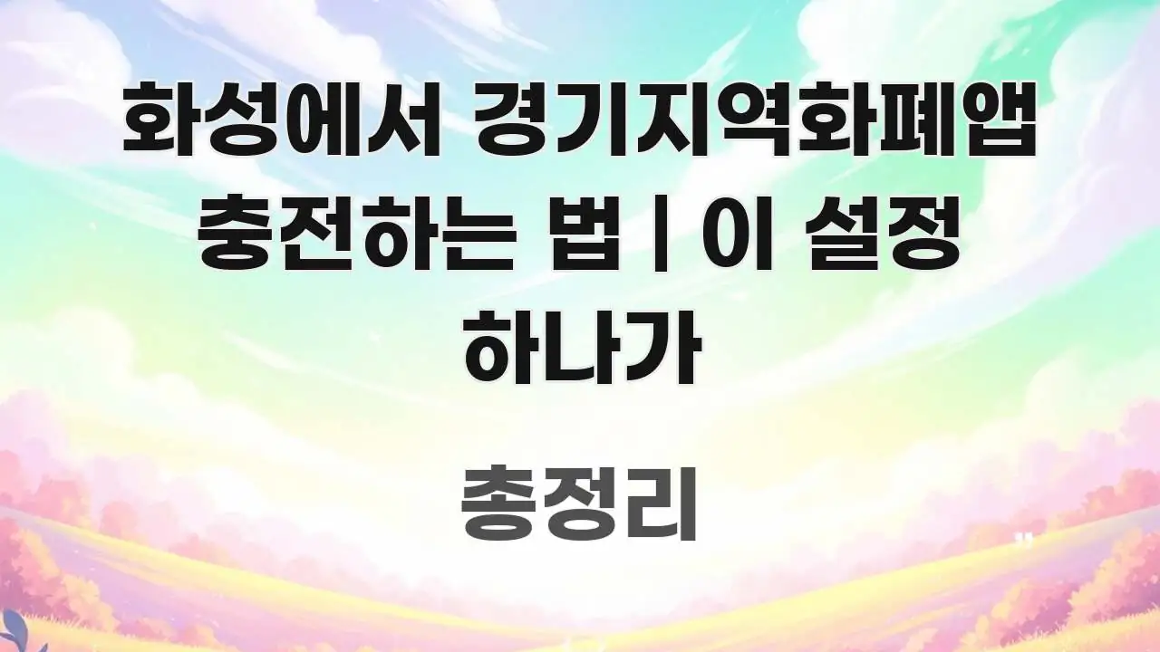 화성에서 경기지역화폐앱 충전하는 법 | 이 설정 하나가 한 번에 이해되는 가독성 높은 정보 이미지 - 설명을 돕는 이미지