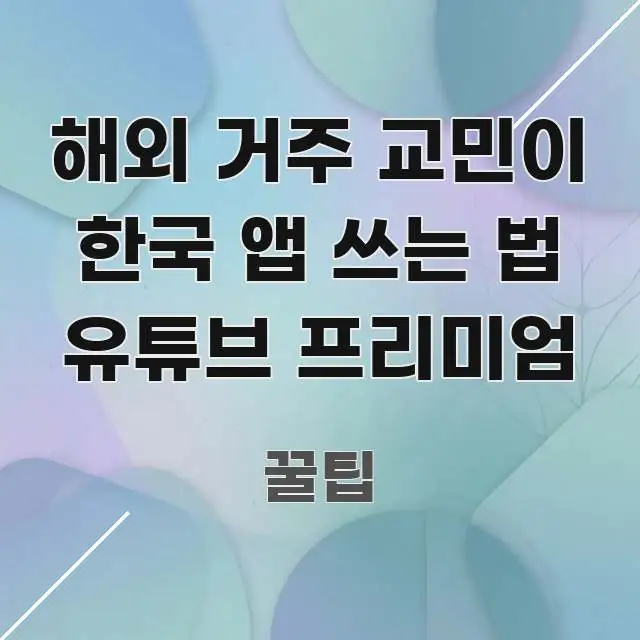 해외 거주 교민이 한국 앱 쓰는 법 유튜브 프리미엄 한눈에 보기 좋게 요약한 포스트 대표 비주얼 이미지