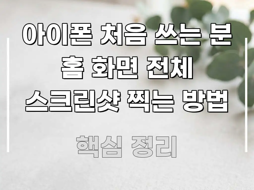 아이폰 처음 쓰는 분 홈 화면 전체 스크린샷 찍는 방법 알기 쉽게 정리한 블로그 대표 이미지 - 글 흐름을 돕는 시각 자료