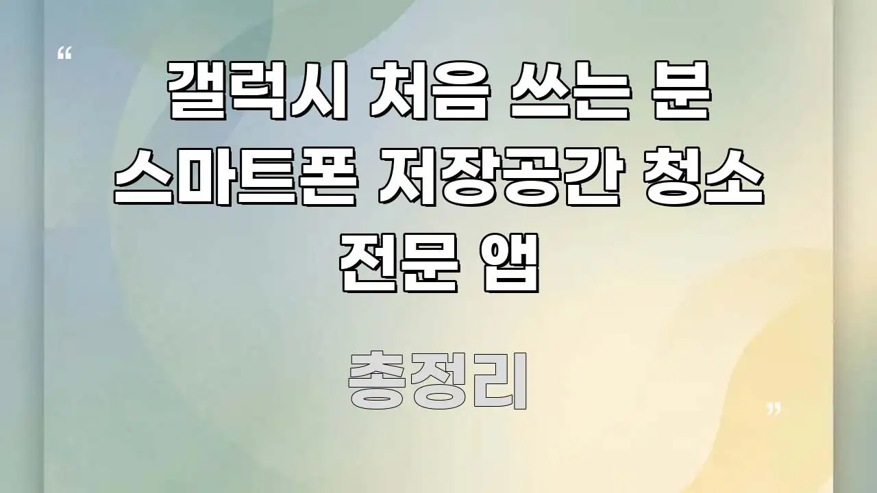 갤럭시 처음 쓰는 분 스마트폰 저장공간 청소 전문 앱 한눈에 들어오는 텍스트 중심 디자인 표지