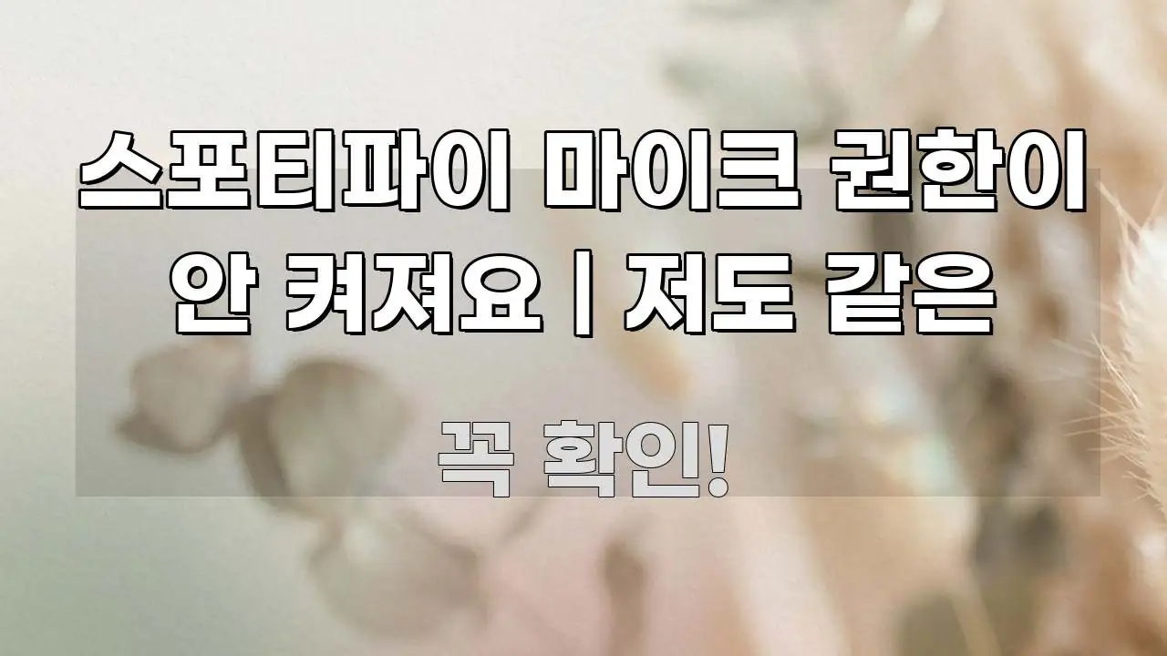 스포티파이 마이크 권한이 안 켜져요 | 저도 같은 직관적으로 이해되는 정보 전달형 표지 이미지 - 참고용 이미지