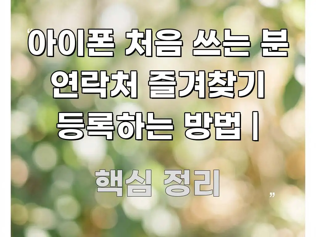 아이폰 처음 쓰는 분 연락처 즐겨찾기 등록하는 방법 | 빠르게 이해할 수 있는 깔끔한 인포그래픽 표지 - 활용 예시 이미지