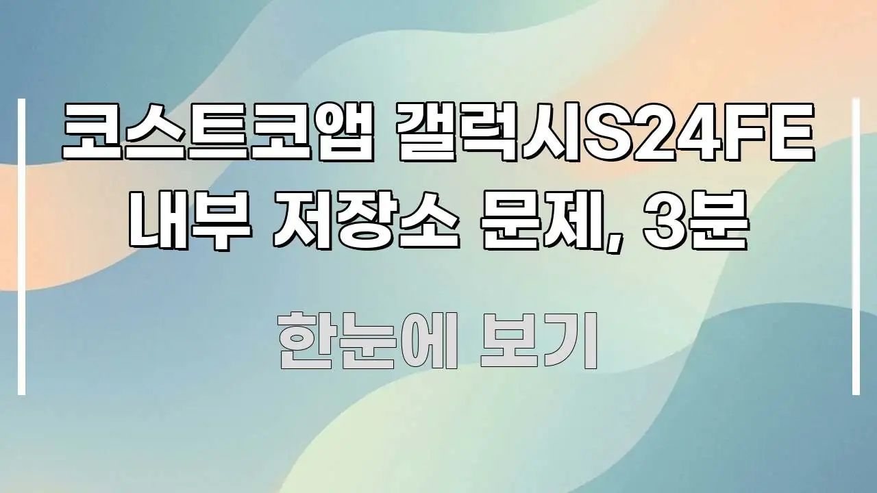 코스트코앱 갤럭시S24FE 내부 저장소 문제, 3분 전문적으로 분석한 블로그 대표 이미지 - 독자 이해를 위한 이미지