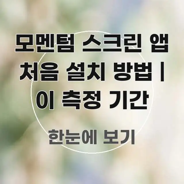 모멘텀 스크린 앱 처음 설치 방법 | 이 측정 기간 실용적으로 정리한 핵심 정보 비주얼 - 독자 이해를 위한 이미지