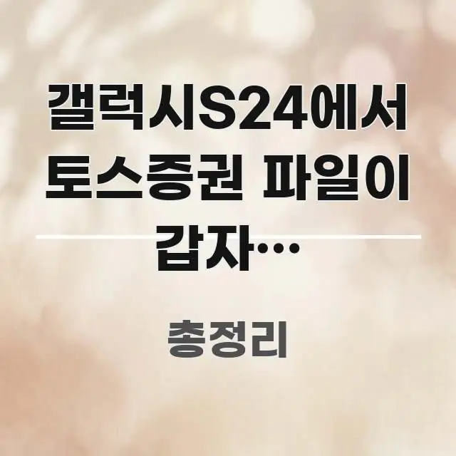 갤럭시S24에서 토스증권 파일이 갑자기 손상됐다고요? 주요 포인트를 요약한 정보 정리 카드 이미지 - 글 흐름을 돕는 시각 자료