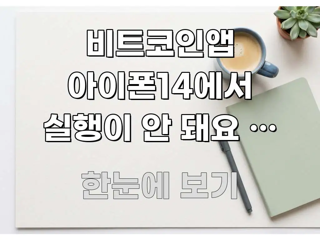 비트코인앱 아이폰14에서 실행이 안 돼요 | 바로 실용적으로 정리한 블로그용 카드뉴스 썸네일 - 내용 요약을 위한 이미지