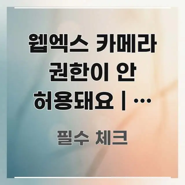 웹엑스 카메라 권한이 안 허용돼요 | 이 순서대로면 효율적으로 구성된 콘텐츠 요약 표지 이미지 - 설명을 돕는 이미지