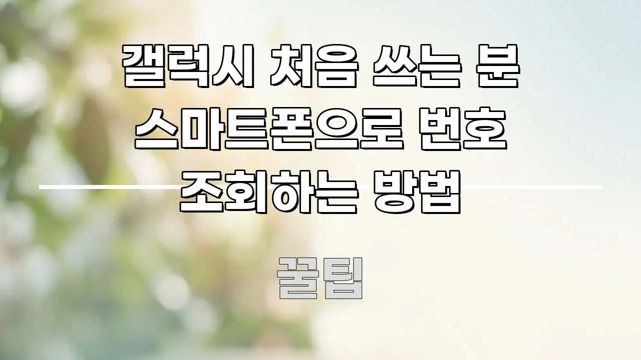 갤럭시 처음 쓰는 분 스마트폰으로 번호 조회하는 방법 한눈에 들어오는 미니멀 블로그 썸네일