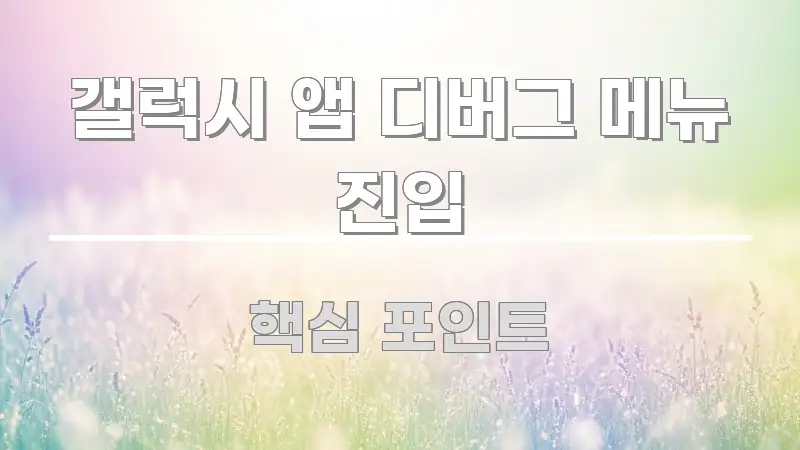 갤럭시 앱 디버그 메뉴 진입 바로 활용 가능한 가독성 높은 정보 이미지 - 활용 예시 이미지