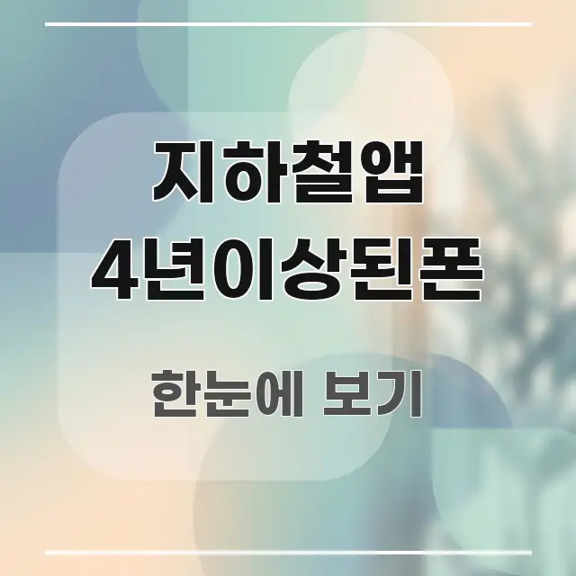 지하철앱 4년이상된폰 주요 포인트를 요약한 심플 타이포그래피 표지 - 글 흐름을 돕는 시각 자료