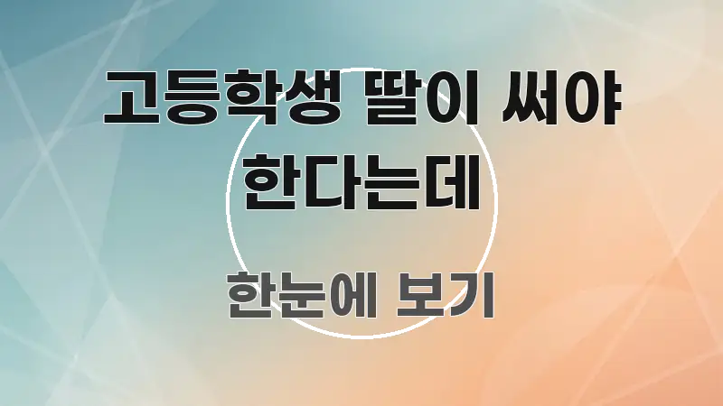 고등학생 딸이 써야 한다는데 정보 이미지 고등학생 딸이 써야 한다는데 꼭 알아야 할 정보를 담은 정보 정리 카드 이미지 - 본문 내용과 연관된 이미지