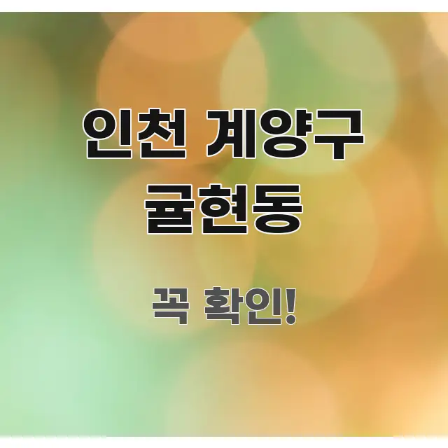 인천 계양구 귤현동 간결하고 명료한 핵심 정리 썸네일 이미지 - 설명을 돕는 이미지