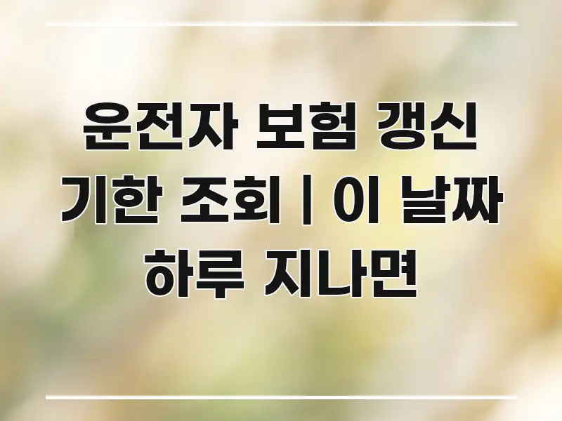 운전자 보험 갱신 기한 조회 | 이 날짜 하루 지나면 심플하고 명확하게 정리한 핵심 정리 썸네일 이미지