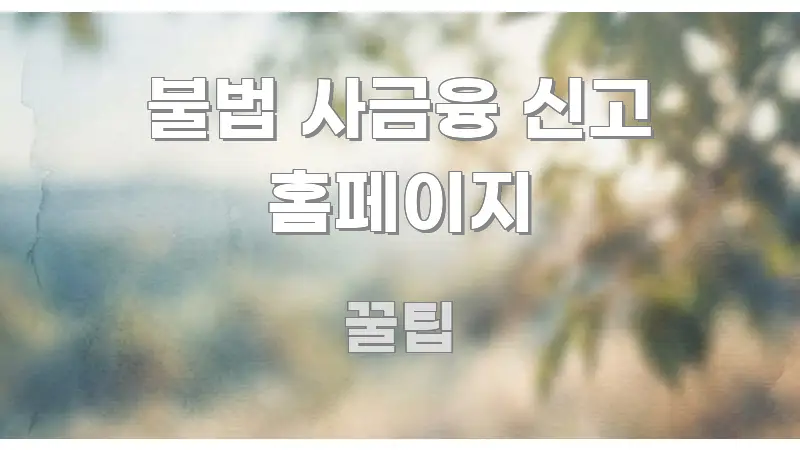 불법 사금융 신고 홈페이지 주요 포인트를 요약한 스마트 정보 카드