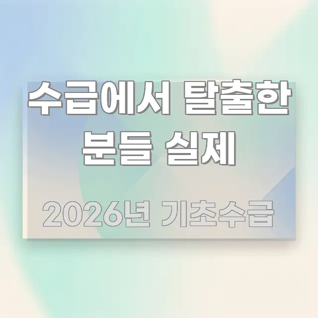 수급에서 탈출한 분들 실제 핵심 정보 중심의 블로그 섹션 구분 이미지 - 독자 이해를 위한 이미지