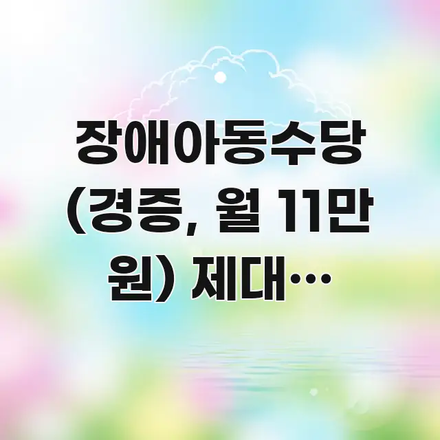 장애아동수당 (경증, 월 11만 원) 제대로 신청하는 가독성 높게 정리한 핵심 정보 비주얼