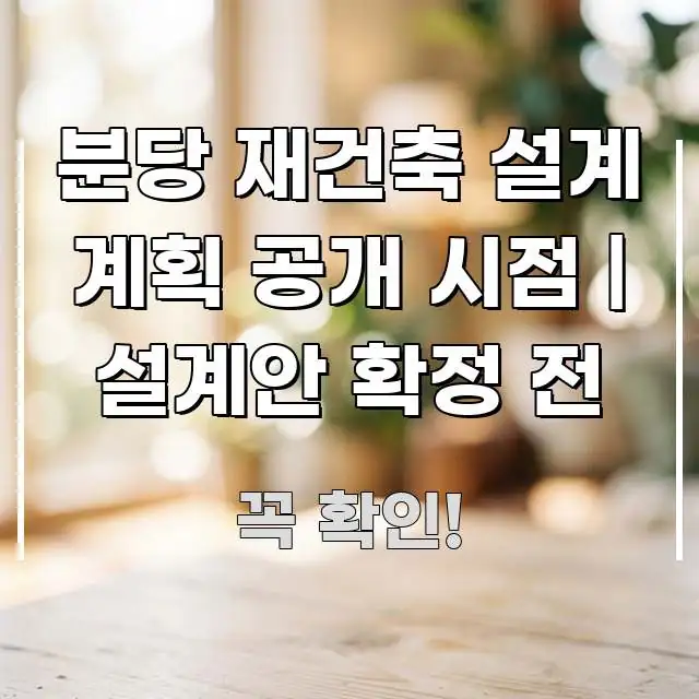 분당 재건축 설계 계획 공개 시점 | 설계안 확정 전 꼭 알아야 할 정보를 담은 텍스트 중심 디자인 표지
