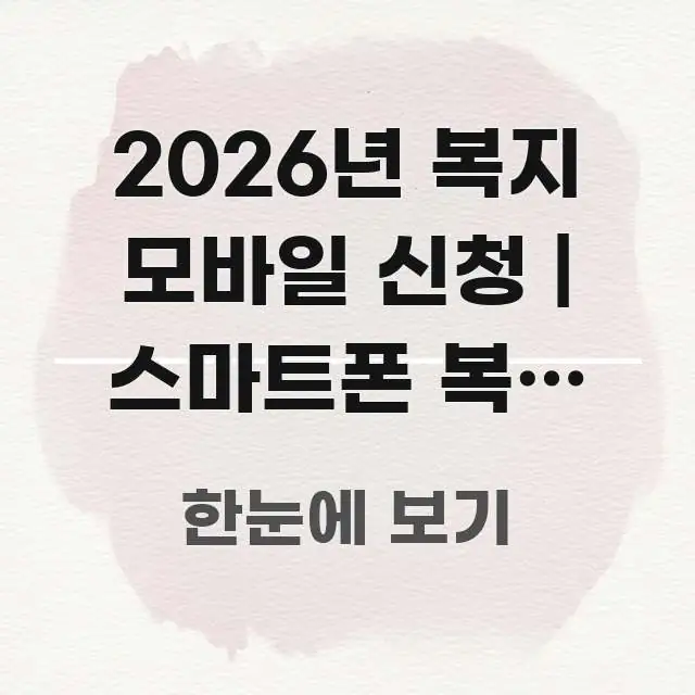 2026년 복지 모바일 신청 | 스마트폰 복지 신청 쉽게 읽히는 타이포그래피 블로그 표지 - 참고용 이미지