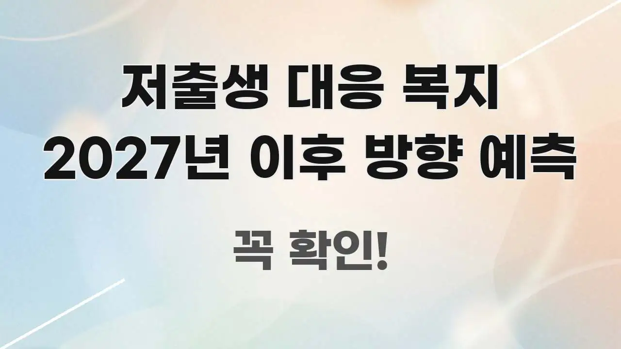 저출생 대응 복지 2027년 이후 방향 예측 쉽게 따라할 수 있는 텍스트 중심 디자인 표지 - 본문 내용과 연관된 이미지