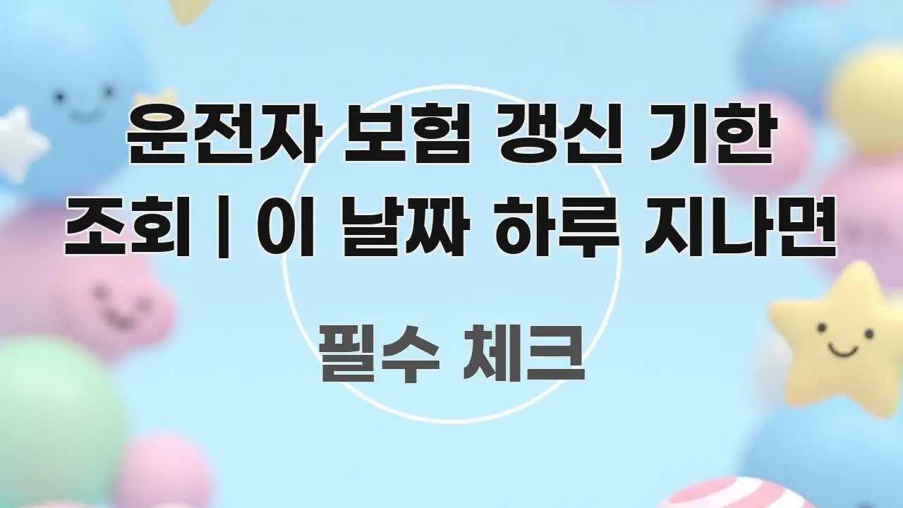 운전자 보험 갱신 기한 조회 | 이 날짜 하루 지나면 핵심 정보 중심의 정보 정리 카드 이미지