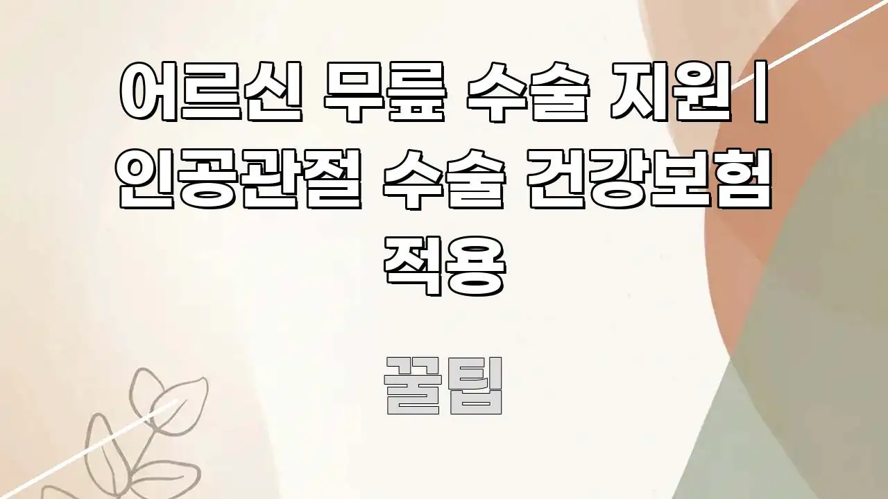 어르신 무릎 수술 지원 | 인공관절 수술 건강보험 적용 꼭 알아야 할 정보를 담은 핵심 정보 비주얼 - 내용 요약을 위한 이미지