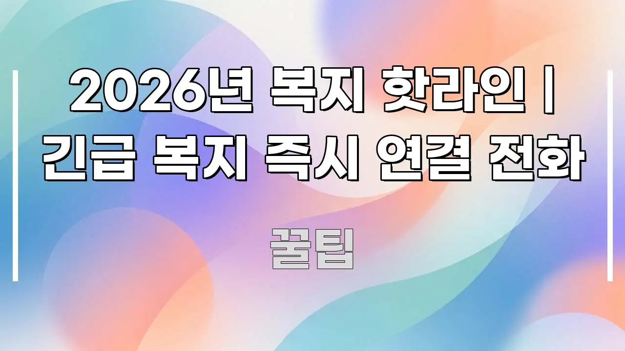 2026년 복지 핫라인 | 긴급 복지 즉시 연결 전화 요점만 뽑아낸 핵심 정보 비주얼