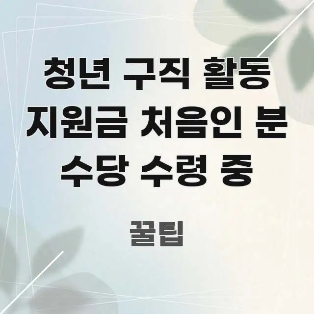 청년 구직 활동 지원금 처음인 분 수당 수령 중 꼭 필요한 정보만 담은 콘텐츠 요약 표지 이미지 - 가독성을 높이는 이미지