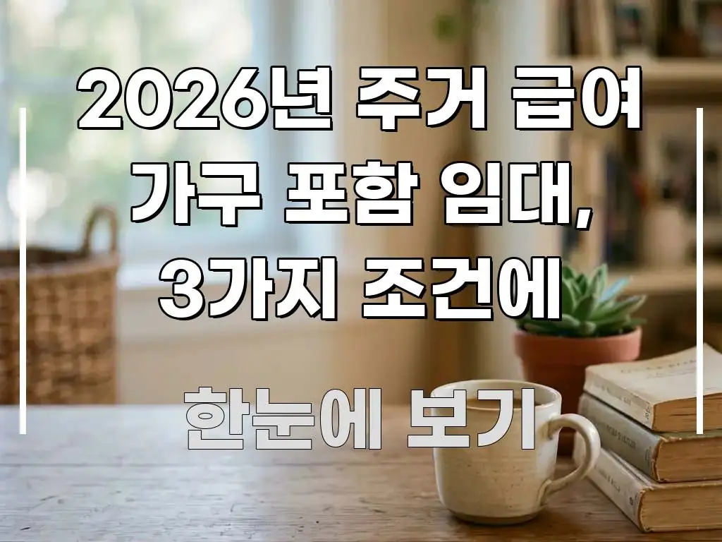 2026년 주거 급여 가구 포함 임대, 3가지 조건에 한눈에 보기 좋게 요약한 핵심 정보 비주얼 - 독자 이해를 위한 이미지