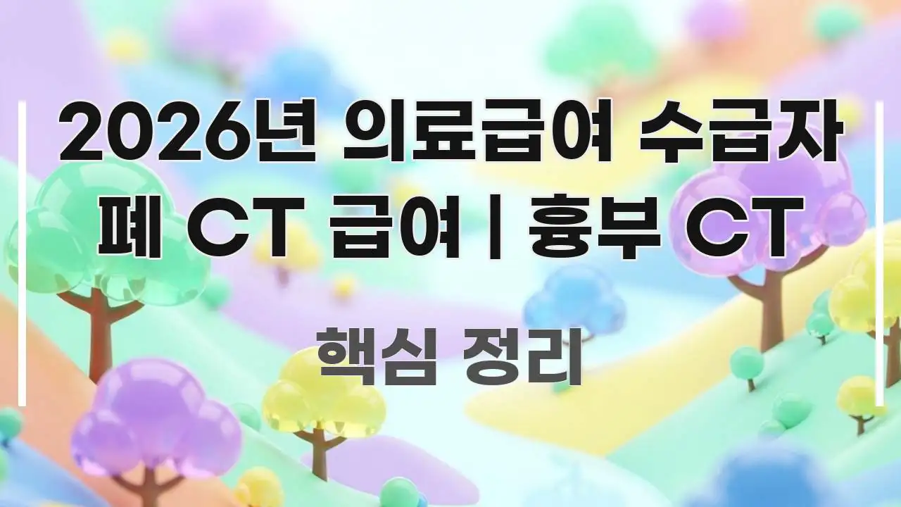 2026년 의료급여 수급자 폐 CT 급여 | 흉부 CT 쉽게 읽히는 텍스트 기반 블로그 이미지 - 본문 내용과 연관된 이미지